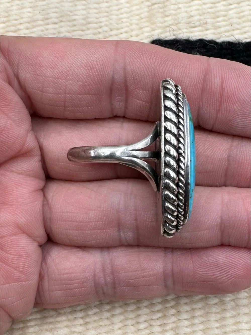 Kee Joe Benally Navajo Native American Sterling Silver Turquoise Ring 7.25